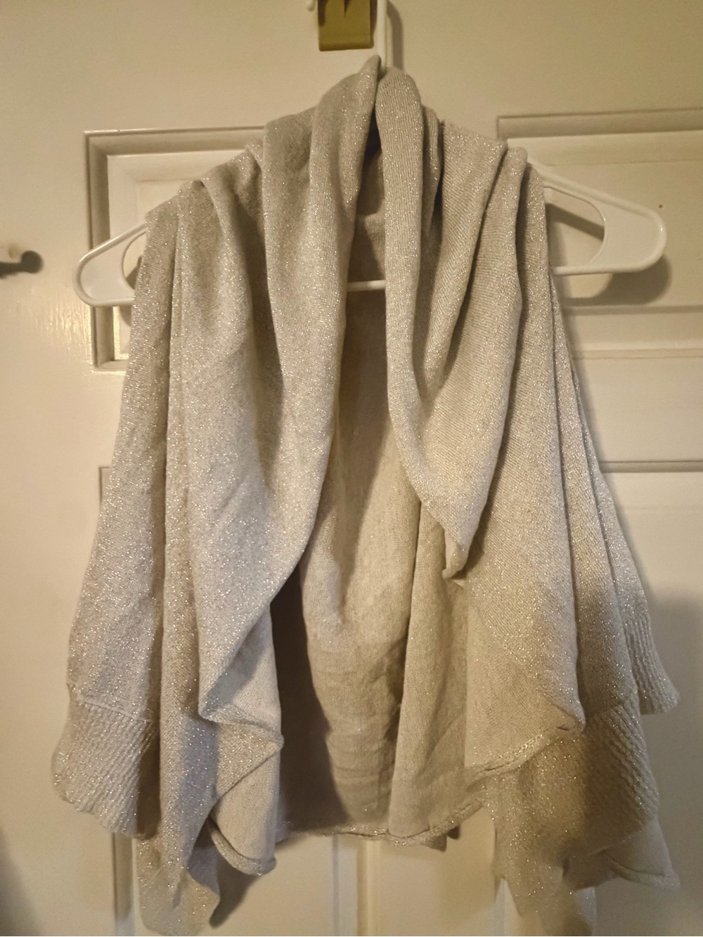 Talbots Champagne Sparkle Open-Front Draped Shrug